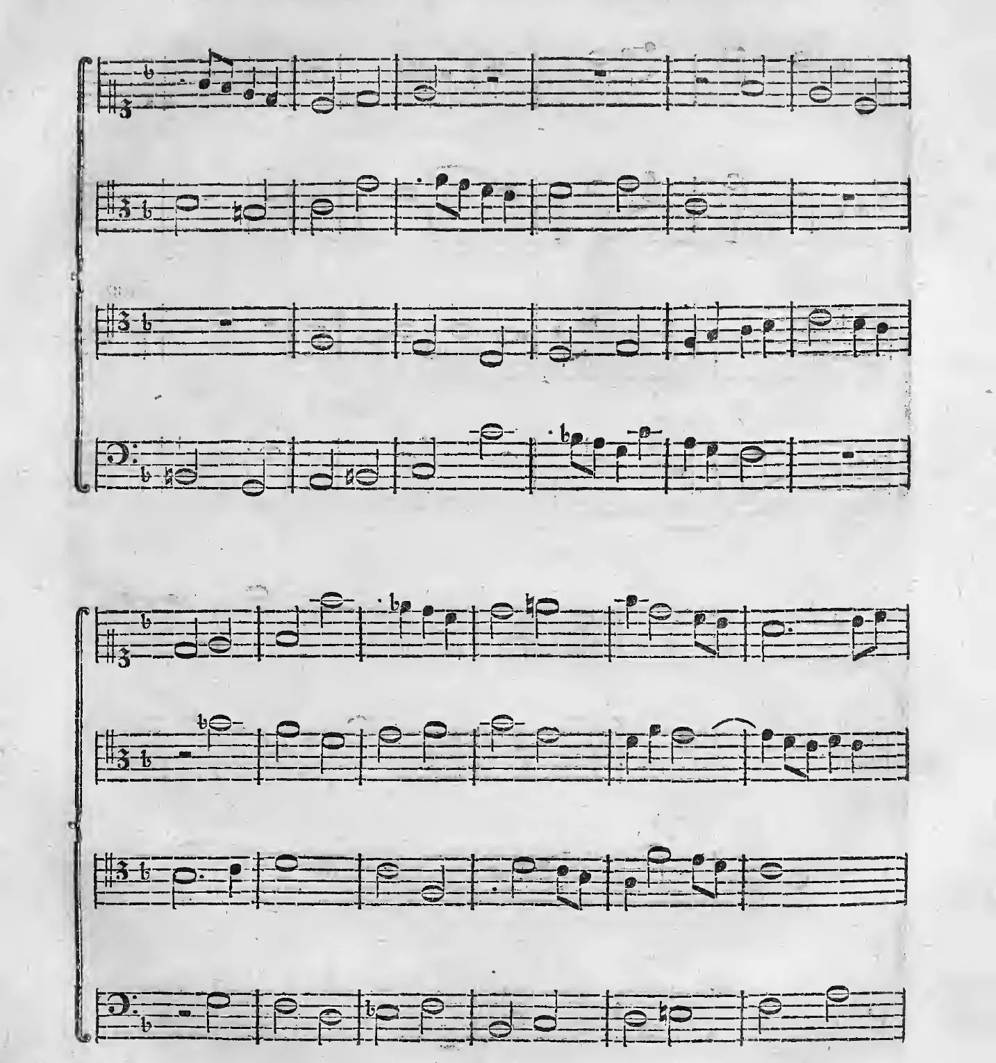 Notenbeispiel gedr. S. 205: Fortsetzung der Fuga I. in F dur a quattro