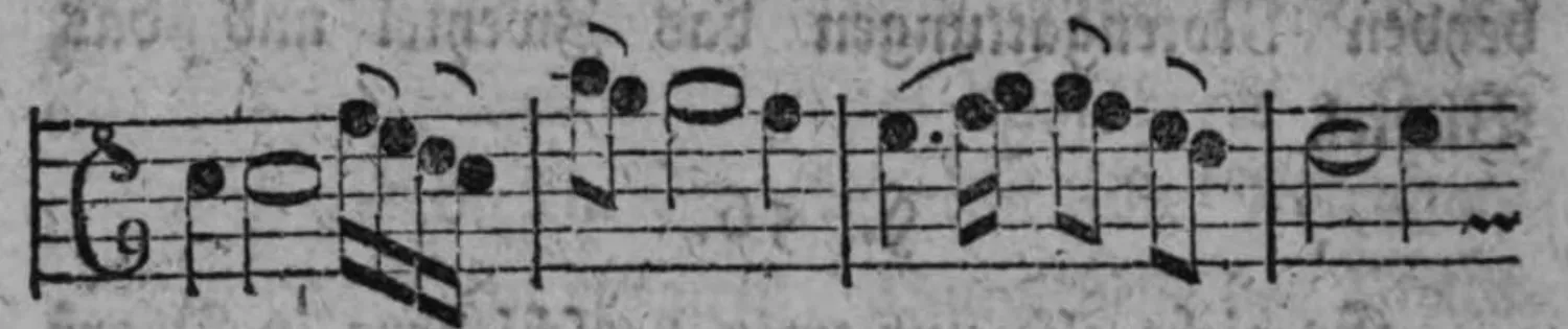 Notenbeyspiel: einstimmiges Beyspiel in Zweyzweyteltact-Notation