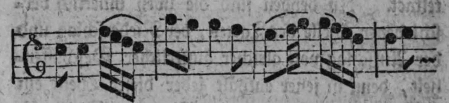 Notenbeyspiel: dasselbe Beyspiel in Zweyvierteltact-Notation