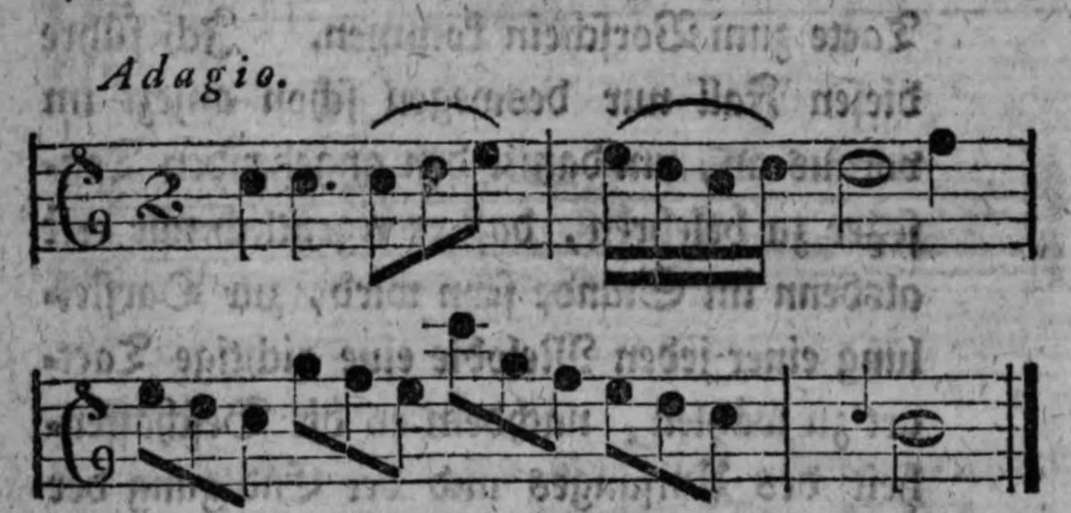 Notenbeyspiel: Adagio, korrigierte Fassung im Zweyzweyteltact
