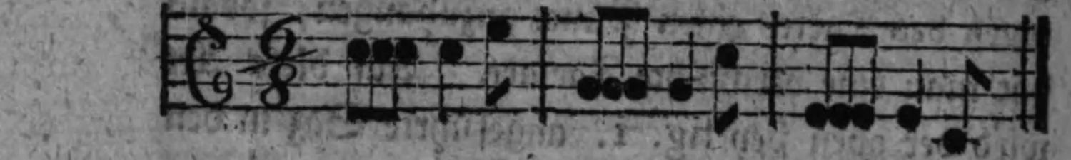 Notenbeyspiel: Sechsachteltact, dieselbe Melodie wie fig. 1. (bzw. fig. 3. und 5.), mit den Achteln nochmals zergliedert, endend mit »etc.«