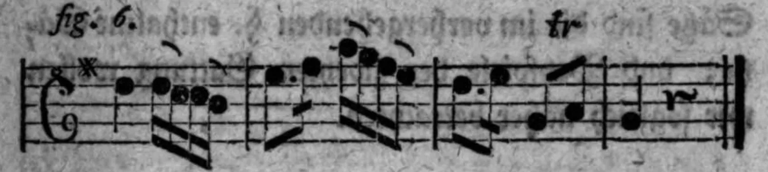 Notenbeyspiel: fig. 6, aus Absaz fig. 2 gebildeter Schlußsaz