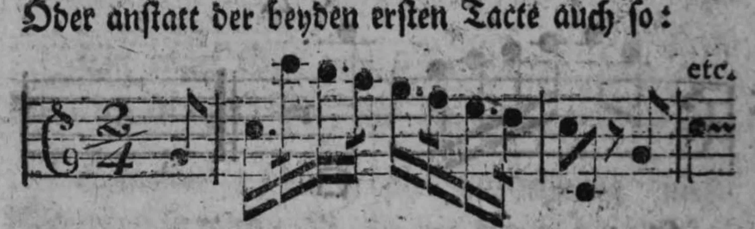 Notenbeyspiel: Variante der beyden ersten Tacte