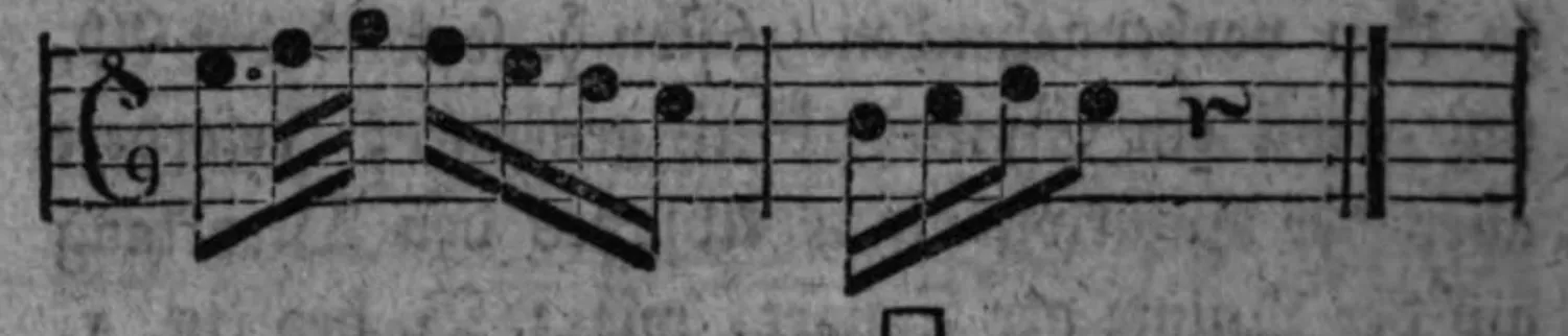 Notenbeyspiel: Fortsetzung des Allegretto-Beyspiels, mit □