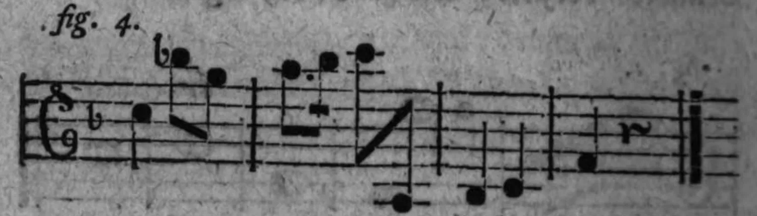 Notenbeyspiel: fig. 4, Schlußsaz mit der Cadenzformel der Grundstimme geschlossen