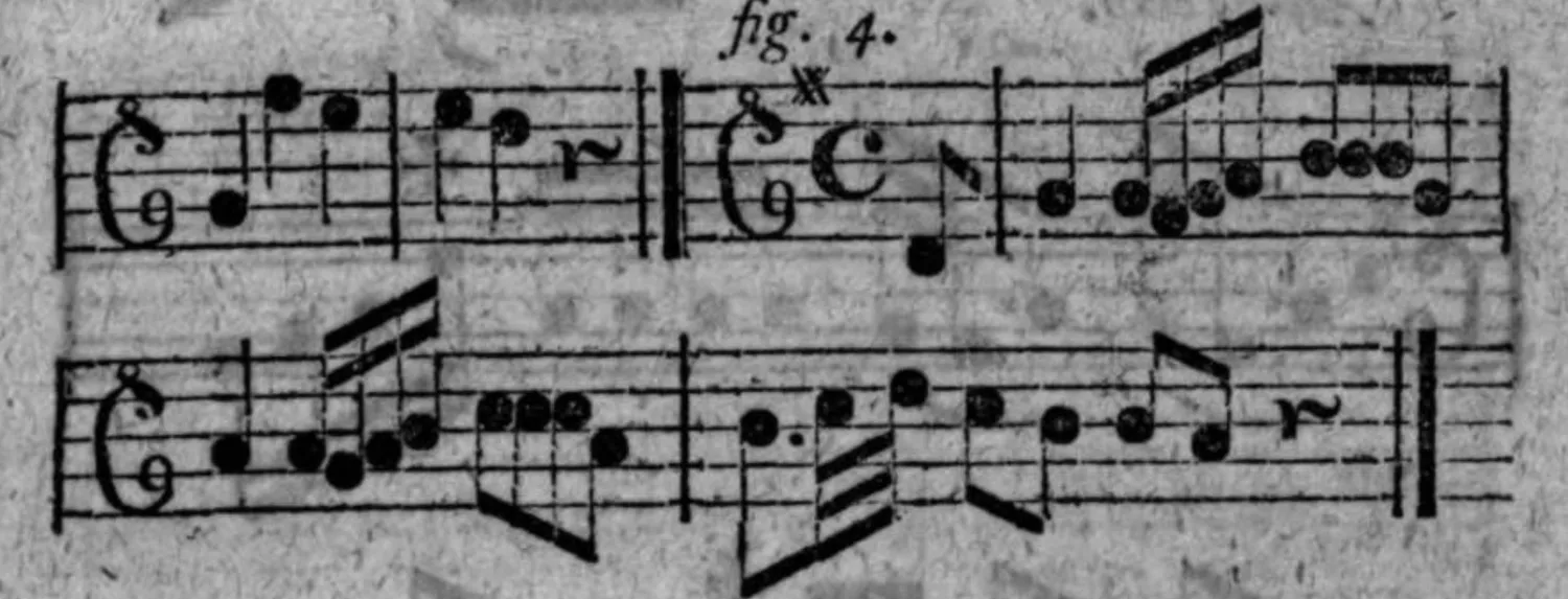 Notenbeyspiel: fig. 4, viertes Beyspiel, zwey Systeme