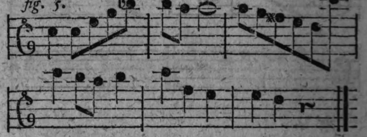 Notenbeyspiel: fig. 5, veränderter Anfang der Transposition, zwey Systeme