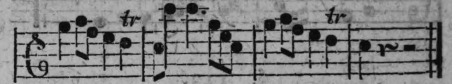Notenbeyspiel: fig. 3, drittes Beyspiel, drey Systeme, mit tr