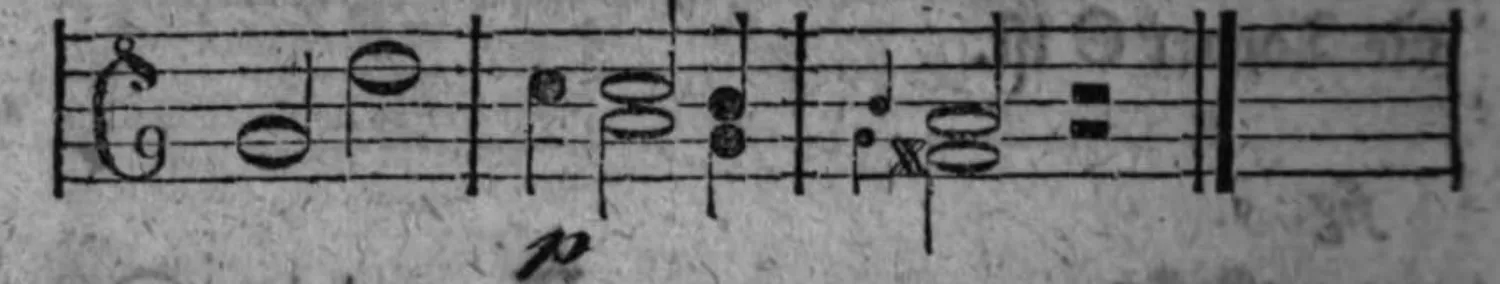 Notenbeyspiel: fig. 7, Halbcadenz-Anhang nach G dur hinleitend, mit p, ein System, endet mit Fermate