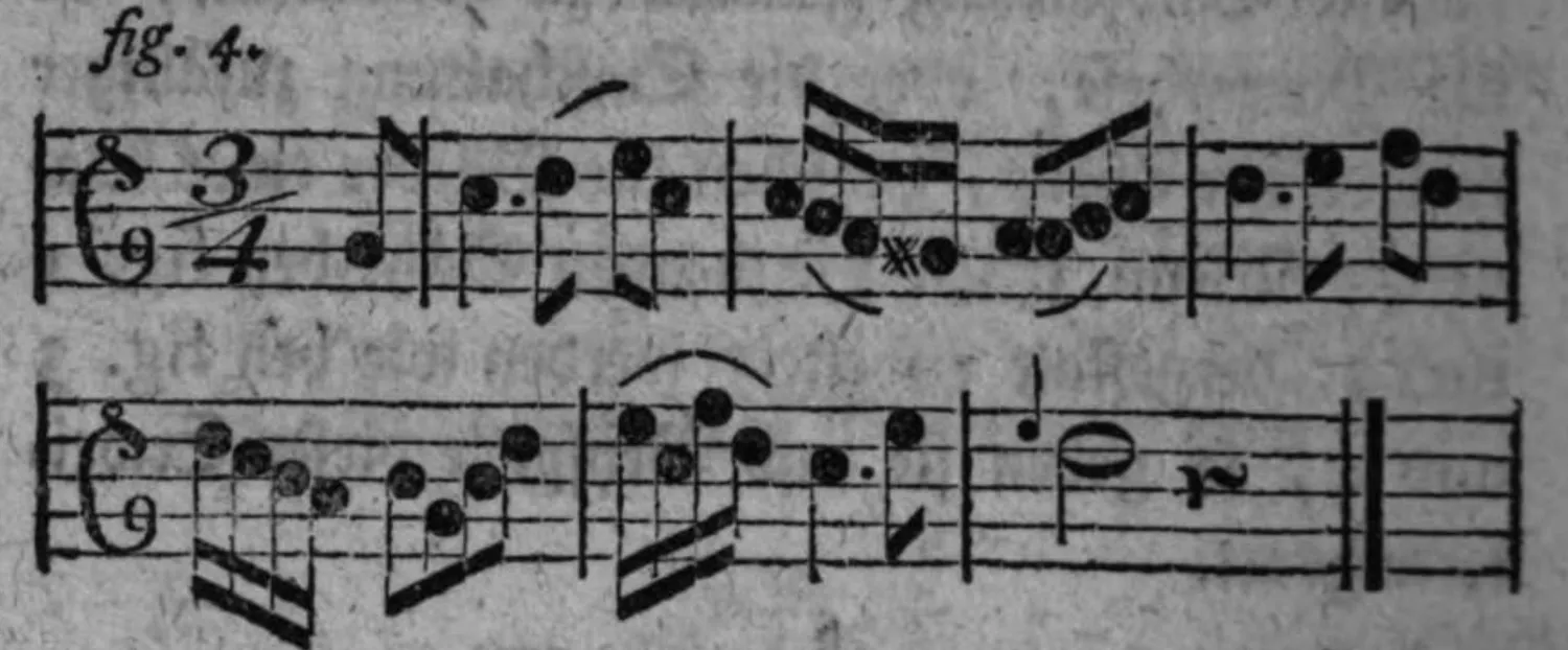 Notenbeyspiel: fig. 4, 3/4-Tact, zwey Systeme, mit tr
