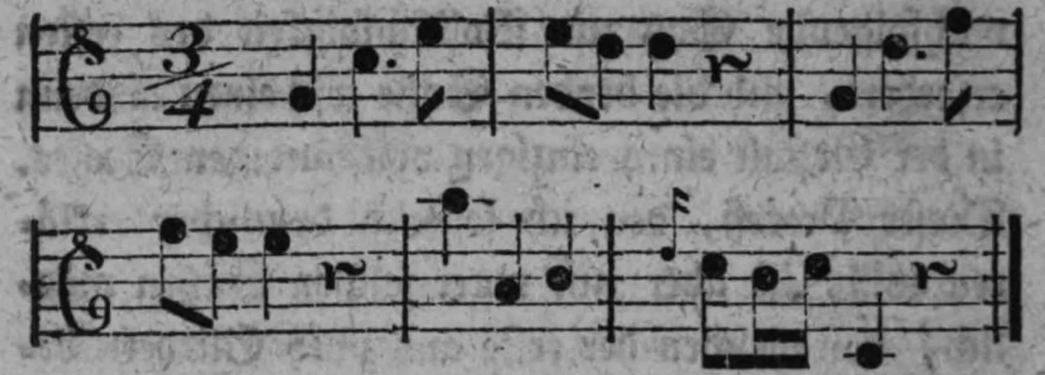 Notenbeyspiel: fig. 1, 3/4-Tact, zwey Systeme