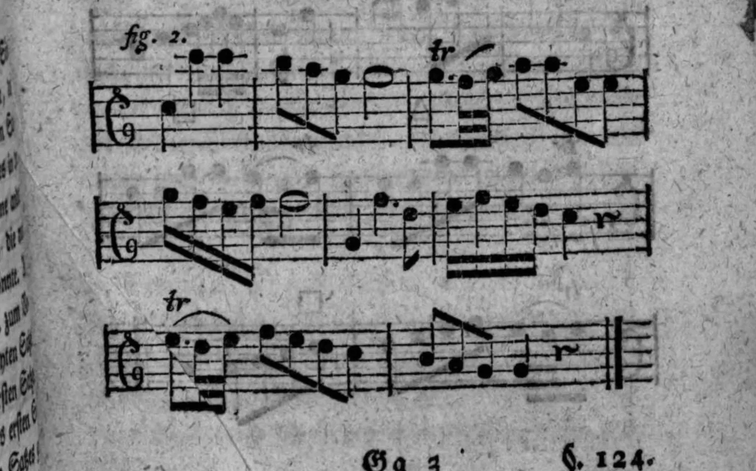 Notenbeyspiel: fig. 2, drey Systeme, mit tr