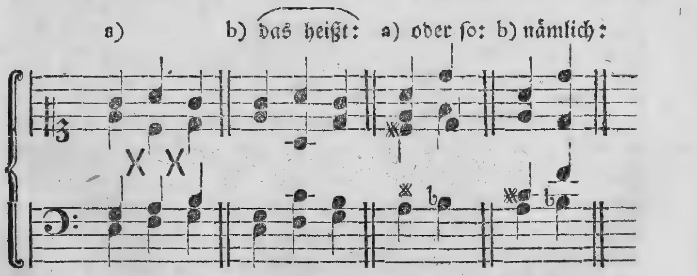 Notenbeyspiel: a) b), das heißt: a) oder so: b) nämlich – Darstellung des Übersteigens der Stimmen