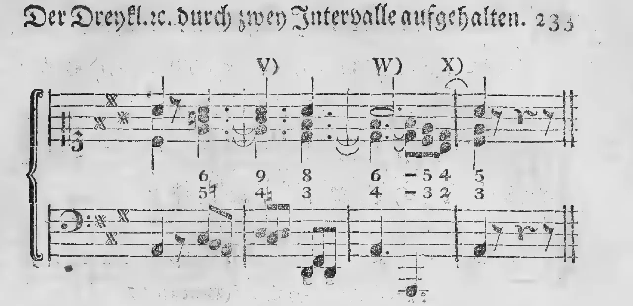 Notenbeyspiel: §.178, Buchstaben V)–X), siebentes und letztes System des Uebungsexempels
