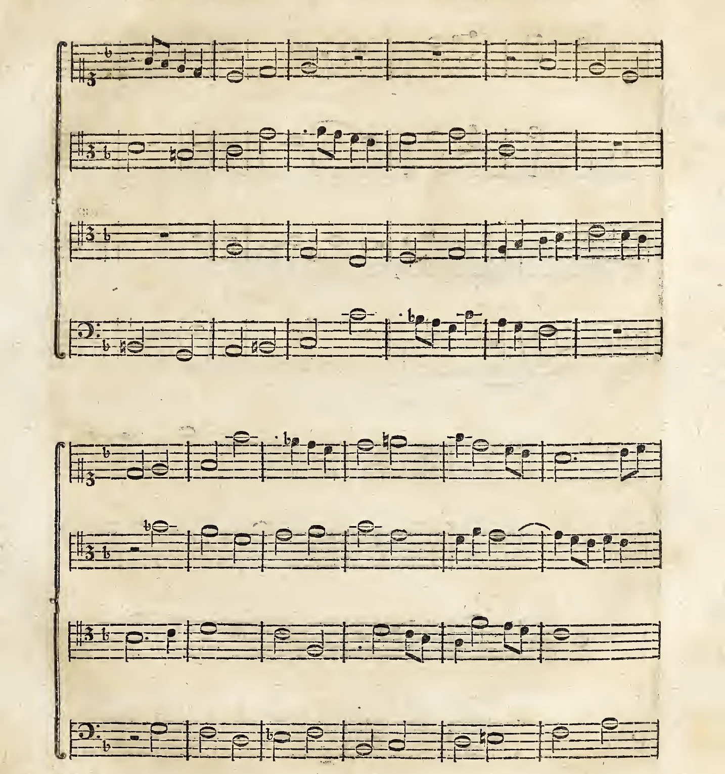 Notenbeispiel gedr. S. 205: Fortsetzung der Fuga I. in F dur a quattro