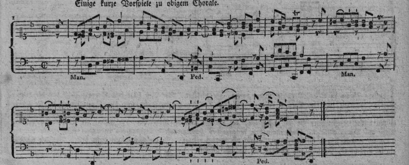 Notenbeyspiel, gedr. 103: Einige kurze Vorspiele zu obigem Chorale, Nro. 1