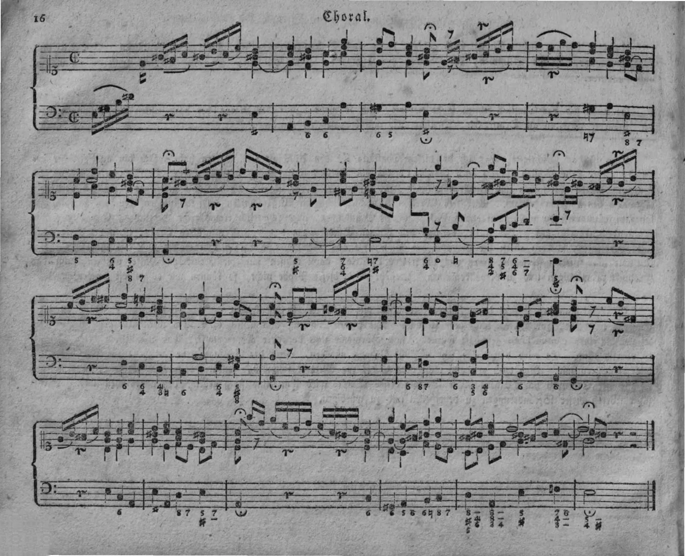 Notenbeyspiel, der Choral »Ach Gott vom Himmel sieh darein« in figurierter vierstimmiger Fassung, überschrieben »Choral.«