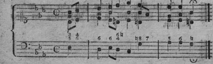 Notenbeyspiel, gedr. 34, vierte Zeile