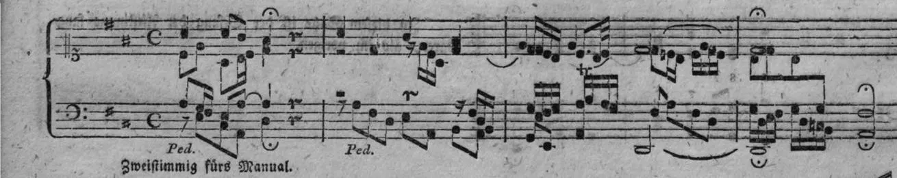 Notenbeyspiel, gedr. 48, Veränderungen, Nro. 1, Fortsetzung (»Zweistimmig fürs Manual.«)