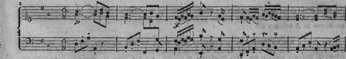 Notenbeyspiel, gedr. 49, Veränderungen, Nro. 3 (»Dreistimmig.«), Anfang