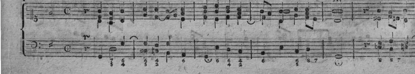 Notenbeyspiel, gedr. 58: derselbe Choral mit veränderter harmonischer Begleitung, Nro. 1, Anfang