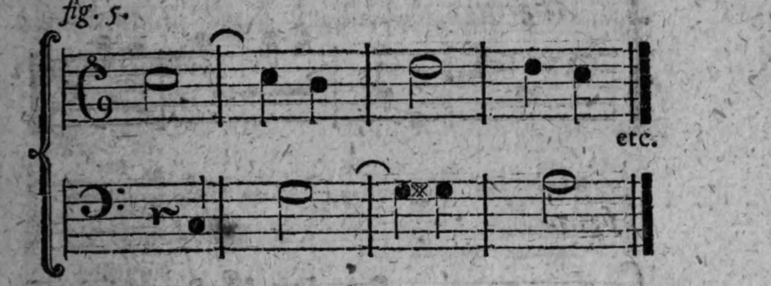 Notenbeyspiel: fig. 5, zweistimmig, mit gebundenen Tacttheilen