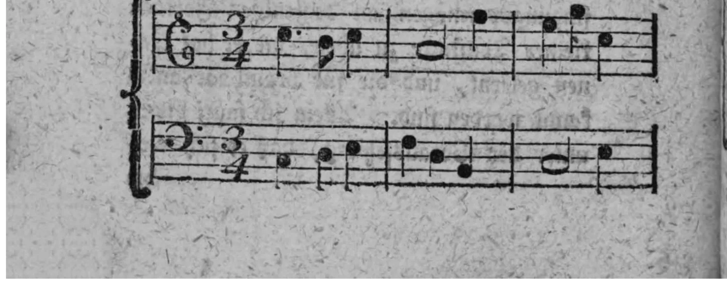 Notenbeyspiel: »Menuet.«, zweistimmig, 3/4-Tact, drey Tacte eines Systems (Fortsetzung auf der folgenden Seite)