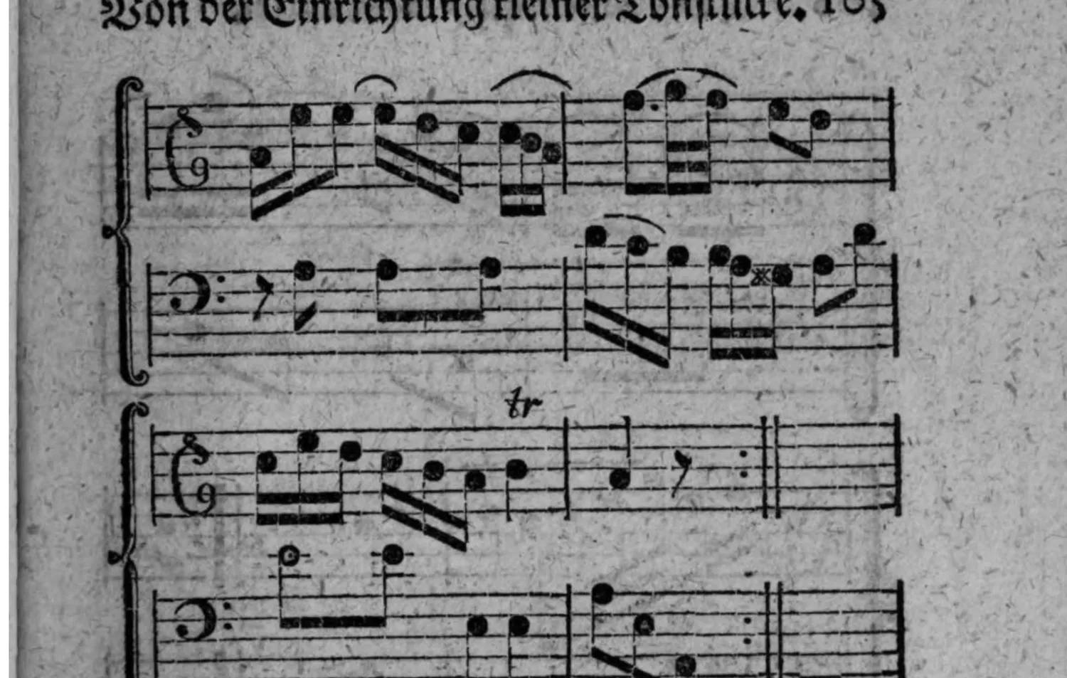 Notenbeyspiel: Schluß der zweyten Adagio-Form, zwey weitere Systeme, mit »tr« (Triller) und Doppelstrich