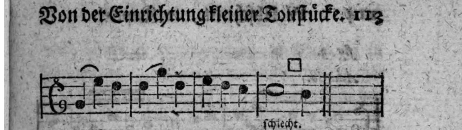 Notenbeyspiel: Fortsetzung von fig. 1 (schlechtes Beyspiel: unmittelbare Wiederholung des Grundabsazzes), mit □-Zeichen (Einschnitt) und der Beschriftung »schlecht.«