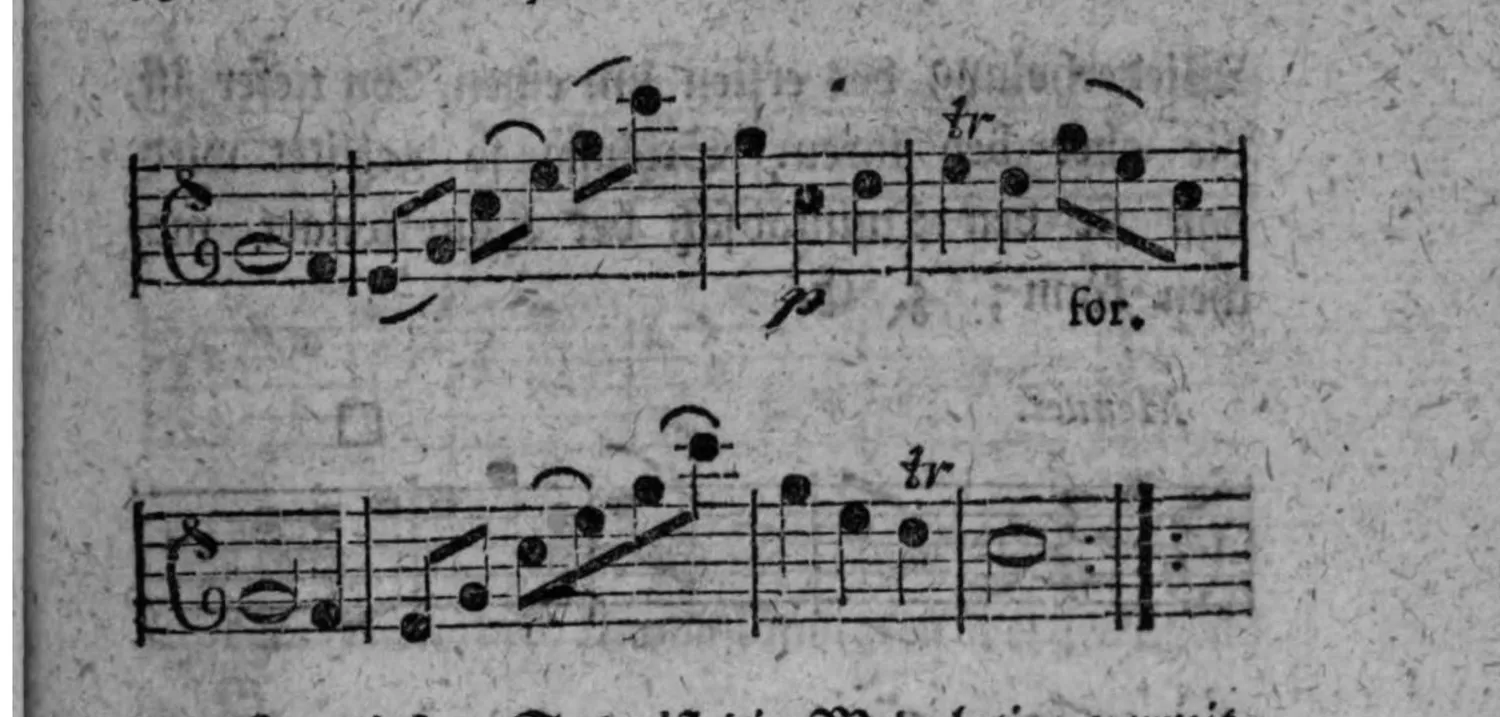 Notenbeyspiel: Fortsetzung und Schluß derselben Menuet von Haydn, zwey weitere Systeme, mit »tr« (Triller), »p« und »for.«, endet mit Wiederholungszeichen