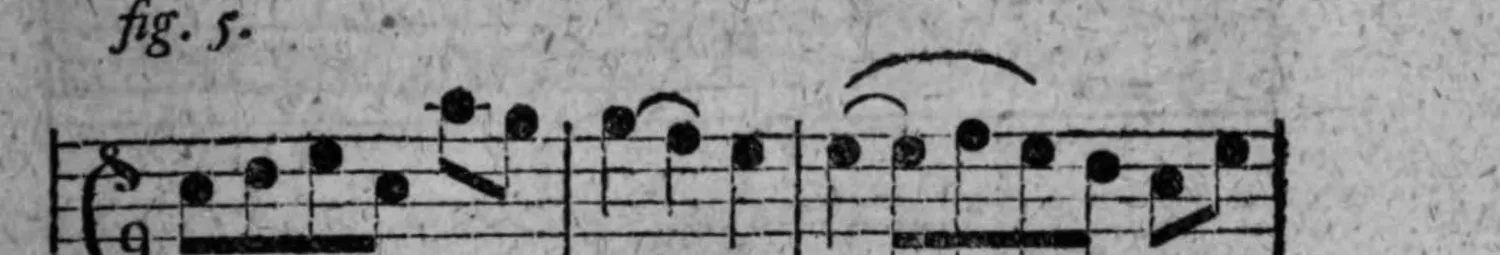 Notenbeyspiel: fig. 5, einstimmige Melodie, erstes System (drey Takte)