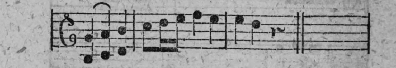 Notenbeyspiel: fig. 6, Fortsetzung, drittes (abschließendes) System, endet mit Doppelstrich