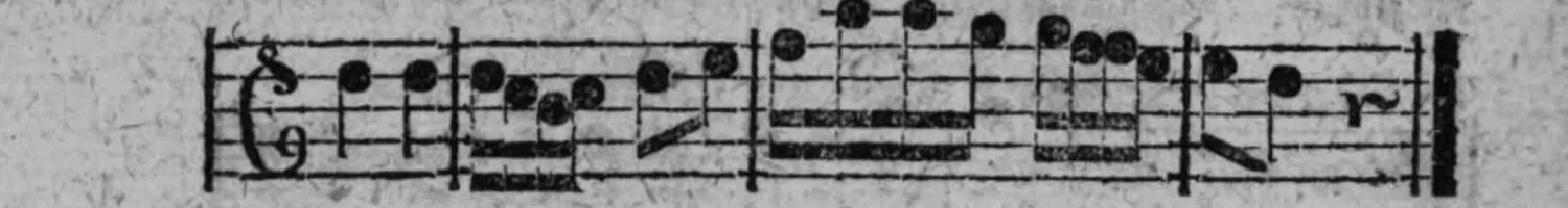 Notenbeyspiel: fig. 8, Fortsetzung, drittes (abschließendes) System, endet mit Doppelstrich