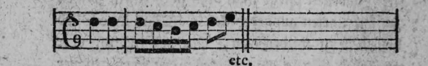 Notenbeyspiel: fig. 9, Fortsetzung, drittes System, mit »etc.« beschriftet und Doppelstrich, danach leeres System