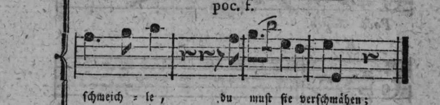 Notenbeyspiel: fig. 3, Fortsetzung und Schluß der Singstimme (mit Textunterlegung »schmeich = le, du mußt sie verschmähen;«), endet mit Doppelstrich