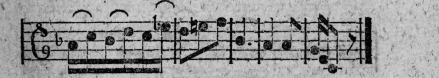 Notenbeyspiel: fig. 5, Fortsetzung, zweites (abschließendes) System, endet mit Doppelstrich