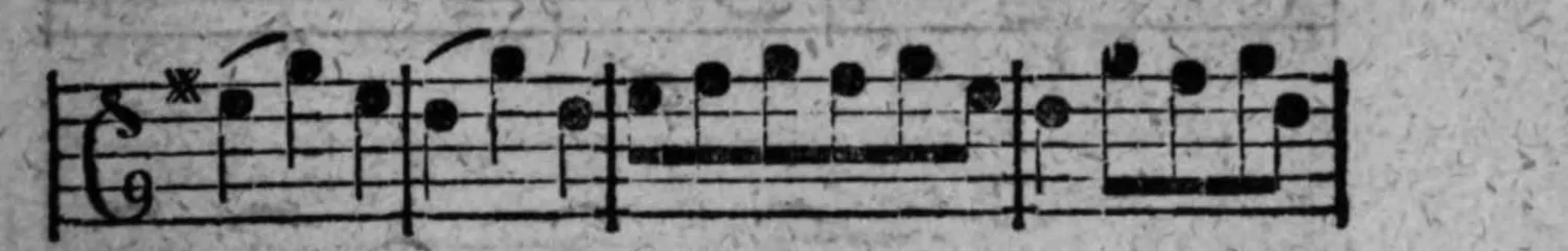 Notenbeyspiel: Menuet, Fortsetzung, zweites System