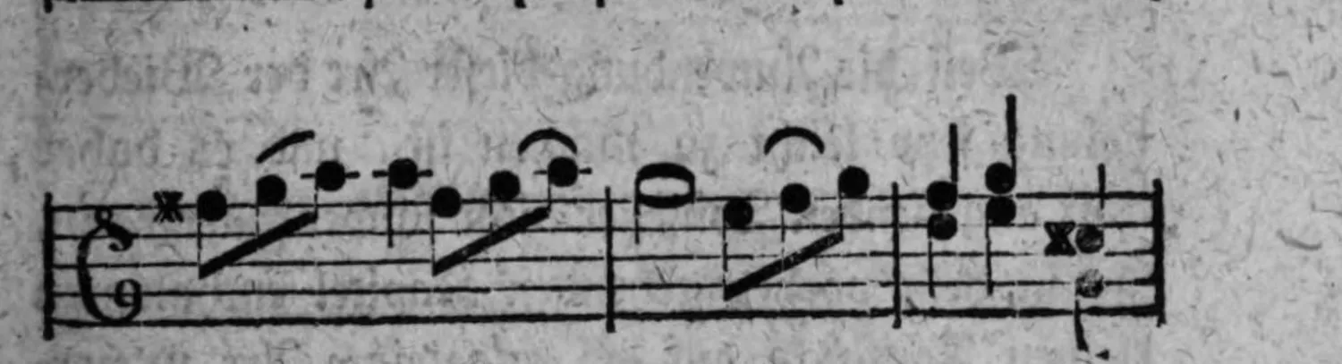Notenbeyspiel: Menuet, Fortsetzung, fünftes System