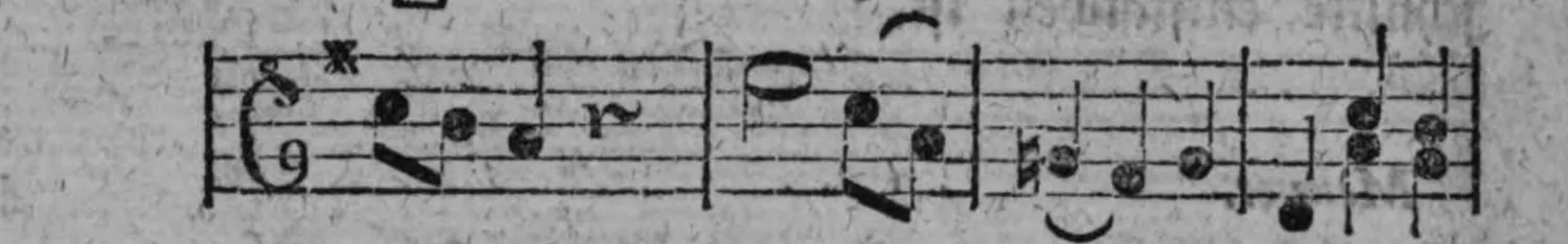 Notenbeyspiel: Menuet, Fortsetzung, mit Einschnitt-Zeichen □, siebtes System