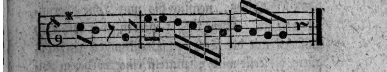 Notenbeyspiel: fig. 3, zweytes System (Fortsetzung), mit Fermate und Doppelstrich