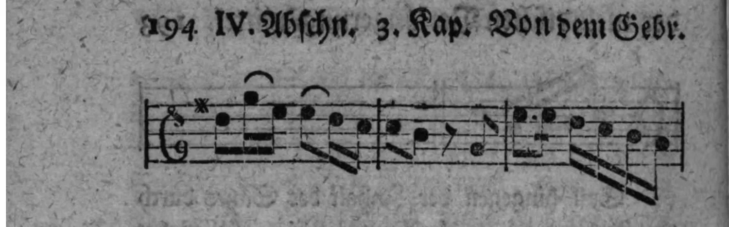 Notenbeyspiel: fig. 4, zweytes System (Fortsetzung)