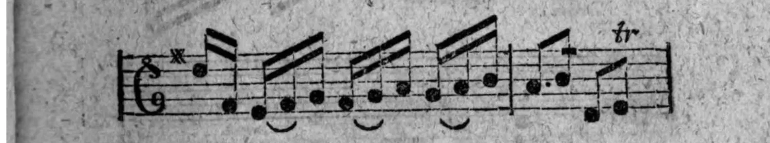 Notenbeyspiel: fig. 3, drittes System (Fortsetzung), mit Triller (tr)