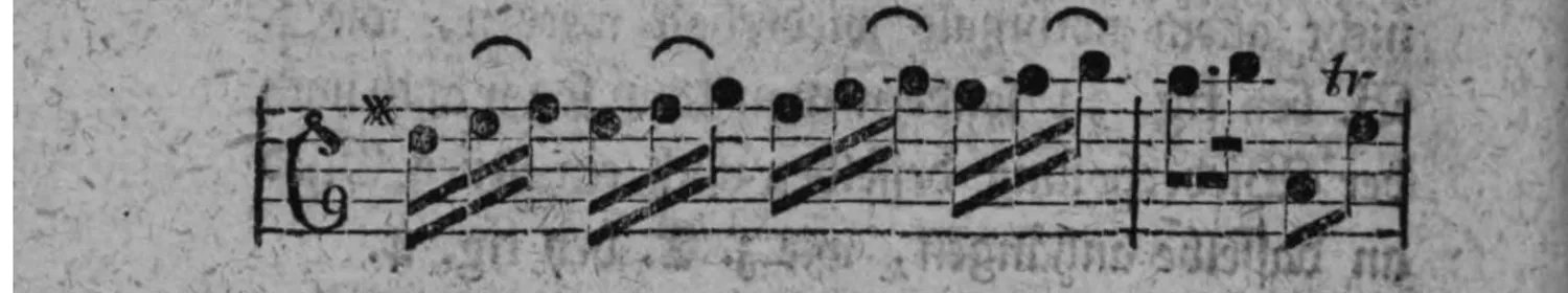 Notenbeyspiel: fig. 4, zweytes System (Fortsetzung), mit Triller (tr)