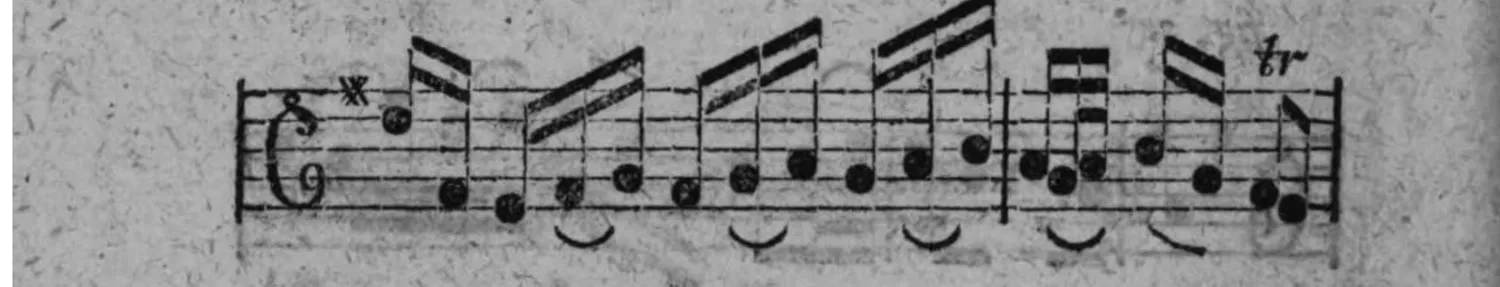Notenbeyspiel: fig. 4, drittes System (Fortsetzung), mit Triller (tr)