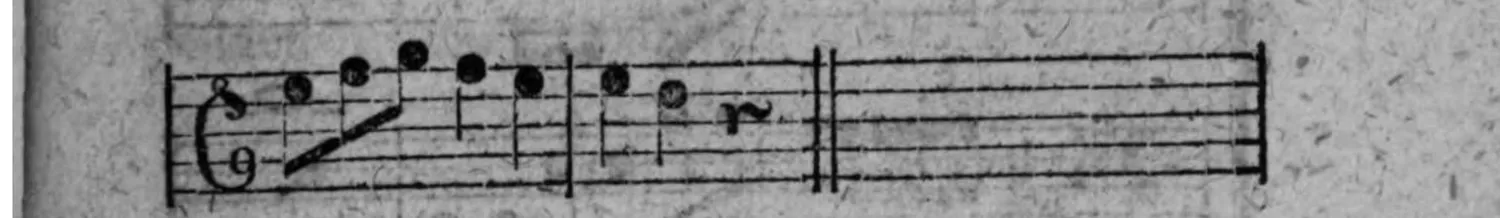 Notenbeyspiel: fig. 2, zweytes (abschließendes) System mit Doppelstrich