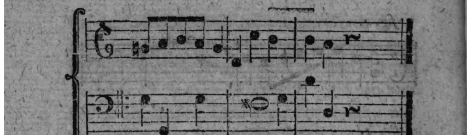 Notenbeyspiel: fig. 3, Fortsetzung und Schluß, zweisystemig (Diskant und Baß), mit Doppelstrich