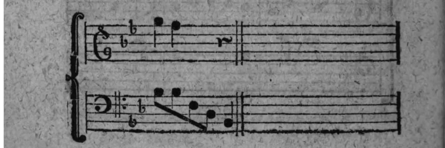 Notenbeyspiel: fig. 4, Schluß, zweisystemig, mit Doppelstrich