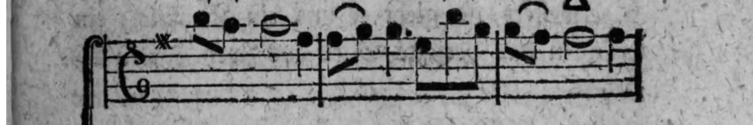 Notenbeyspiel: fig. 5, Fortsetzung, Diskantsystem, mit zwey △-Zeichen über den Tacten