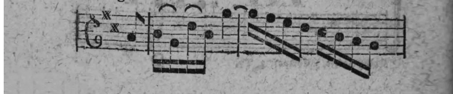 Notenbeyspiel: »Allegretto«, erste Tacte, mit zwey ✕-Vorzeichnungen
