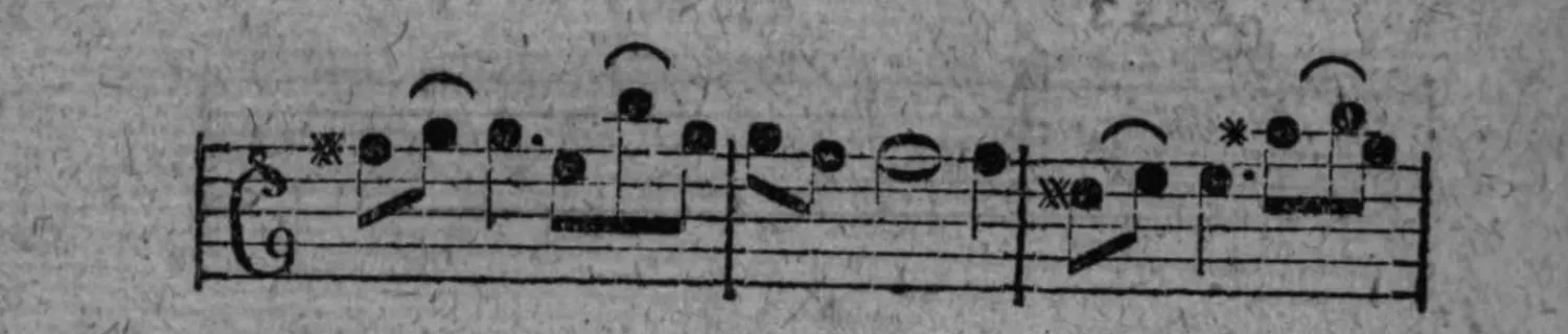 Notenbeyspiel: fig. 3, zweytes System, mit sternartigen Zeichen